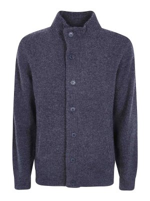 BARBOUR: cardigans - Charcoal Essential Patch zip-up knit