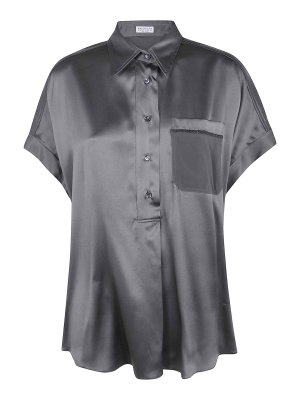 BRUNELLO CUCINELLI: blouses - Oregano short-sleeved silky blouse