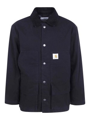 CARHARTT: long coats - Black Lander cotton-canvas coat
