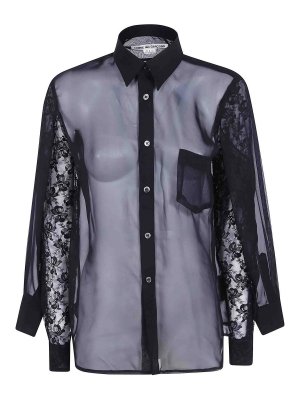 COMME DES GARCONS: shirts - Black lightweight georgette shirt