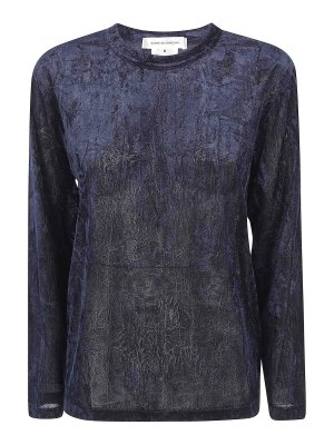 COMME DES GARCONS: shirts - Black mesh-velour crew-neck top