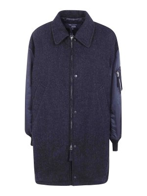 COMME DES GARÇONS HOMMES PLUS: long coats - Charcoal coat with wool bomber sleeves