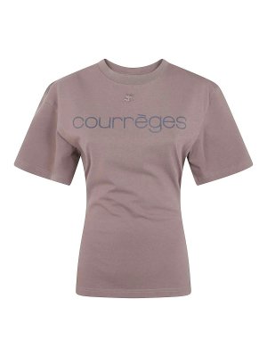 Courreges: t-shirts - Smoky brown logo-print waisted T-shirt