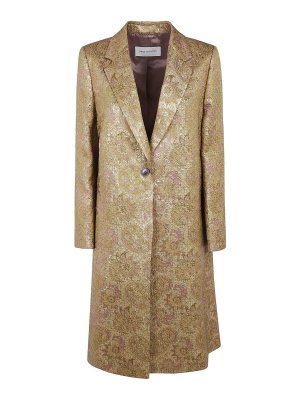 DRIES VAN NOTEN: long coats - Gold Richy Single-breasted Coat