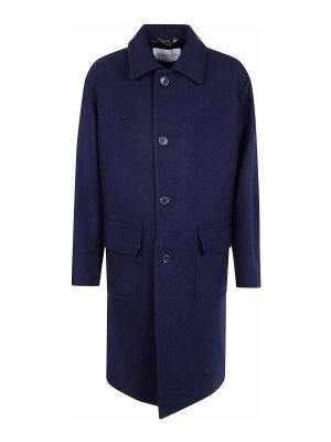 DRIES VAN NOTEN: long coats - Navy Randale Single-breasted Coat