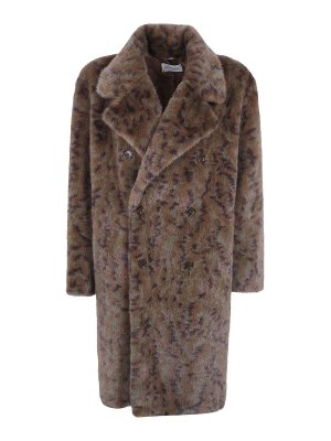 DRÔLE DE MONSIEUR: long coats - Khaki Faux Fur Double-breasted Coat