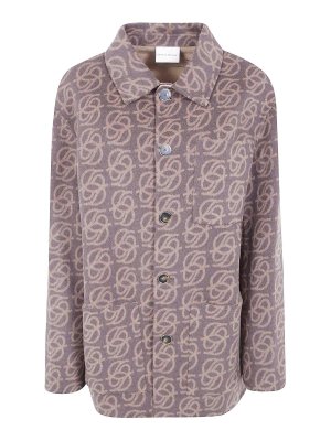 DRÔLE DE MONSIEUR: casual jackets - Brown Monogram Button Shirt Jacket