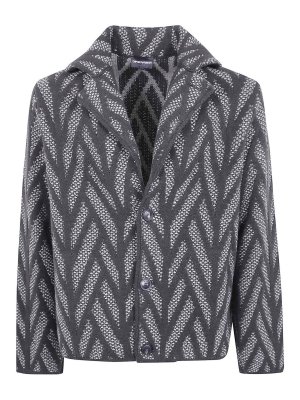 EMPORIO ARMANI: bombers - Patterned chocolate brown Bomber Jacket