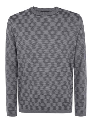 EMPORIO ARMANI: Strickpullover mit Rundhalsausschnitt - Rundhalspullover - Grau