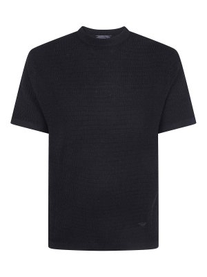 EMPORIO ARMANI: t-shirts - Patterned black Crew-neck T-Shirt