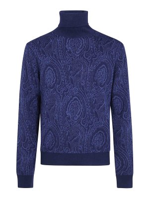 ETRO: crew necks - Blue Roll-neck Jumper