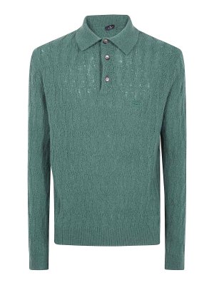 ETRO: polo shirts - Green Long-sleeved Polo Shirt