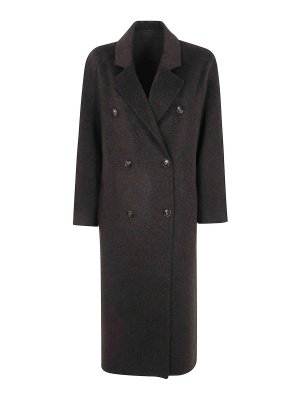 LOULOU STUDIO: long coats - Brown marl Irvin Double-breasted Coat