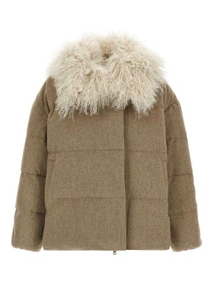 YVES SALOMON: padded jackets - Beige Removable Insert Puffer Jacket