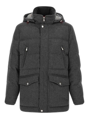 BRUNELLO CUCINELLI: parkas - Grey Membrane Wool Flannel Parka