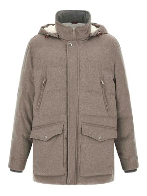 BRUNELLO CUCINELLI: parkas - Beige Membrane Wool Flannel Parka