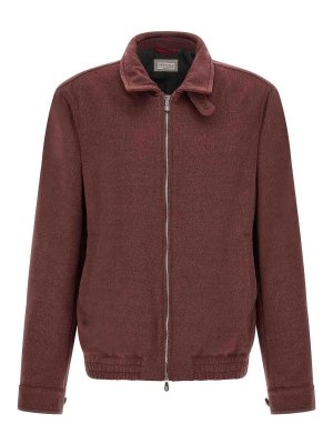 BRUNELLO CUCINELLI: bombers - Burgundy Virgin Wool Beaver Bomber Jacket