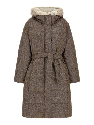 BRUNELLO CUCINELLI: padded jackets - Brown Shiny Zipper Pull Puffer Jacket