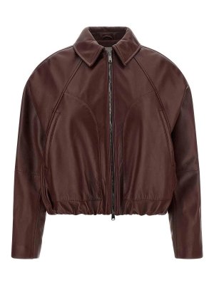 BRUNELLO CUCINELLI: Lederjacken - Lederjacke - Dunkelrot