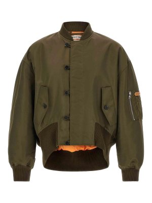J.W. ANDERSON: bombers - Green Asymmetric-Hem Bomber Jacket