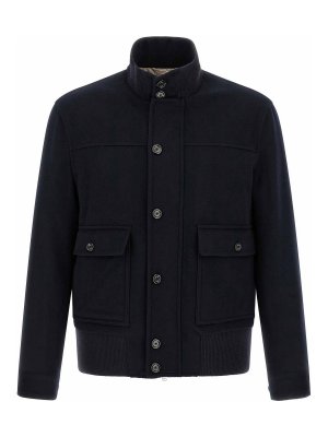 LARDINI: casual jackets - Blue Wool And Cashmere Jacket