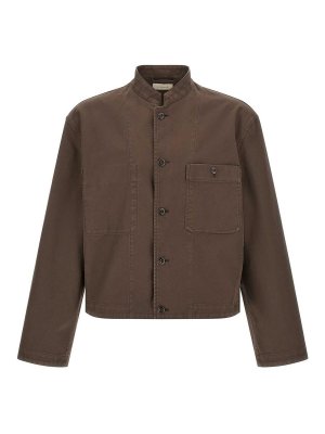LEMAIRE: casual jackets - Brown Korean Collar Jacket