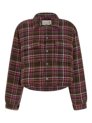 R13: casual jackets - Brown Padded Cropped Overshirt