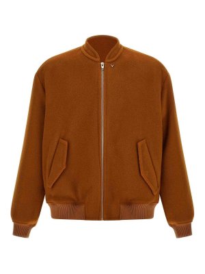 VALENTINO GARAVANI: bombers - Orange Wool-Cashmere Bomber Jacket