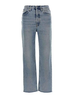 TOTEME: straight leg jeans - Light Blue High-Waist Jeans