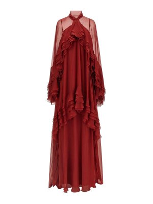 ALBERTA FERRETTI: abiti al ginocchio - Abito bordeaux con volant