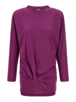 BALENCIAGA: t-shirts - Purple Pleated Pattern T-Shirt