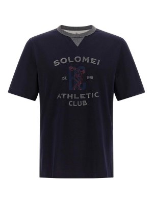 BRUNELLO CUCINELLI: t-shirts - Blue Solomei Athletic Club T-Shirt