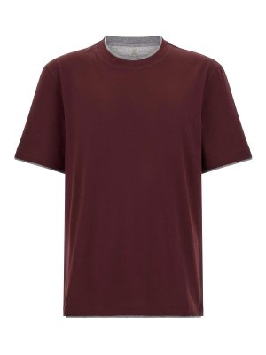 BRUNELLO CUCINELLI: t-shirts - Burgundy Double Layer T-Shirt