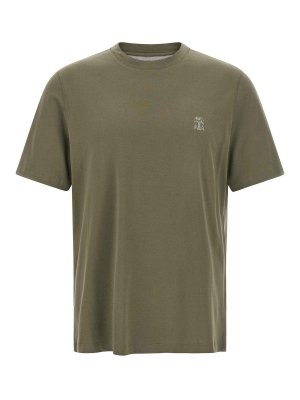 BRUNELLO CUCINELLI: t-shirts - Green Logo T-Shirt