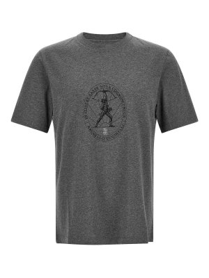 BRUNELLO CUCINELLI: t-shirts - Grey Printed T-Shirt
