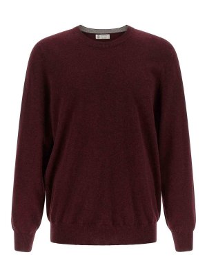BRUNELLO CUCINELLI: crew necks - Burgundy Cashmere Jumper