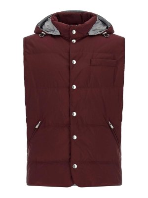 BRUNELLO CUCINELLI: Kurze Daunenjacken - Daunenjacke - Dunkelrot