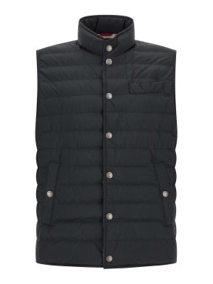 BRUNELLO CUCINELLI: vests - Blue Techno Fabric Vest