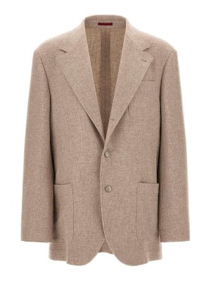 BRUNELLO CUCINELLI: blazers - Beige Cashmere Panama Blazer