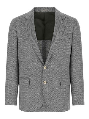 BRUNELLO CUCINELLI: blazers - Grey Spalla Solomeo Single-Breasted Blazer