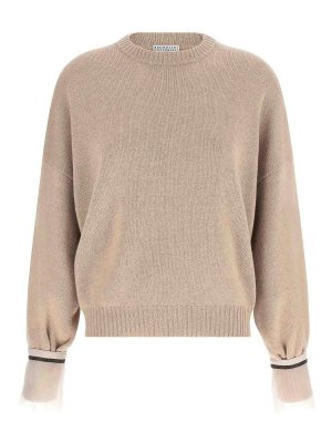 BRUNELLO CUCINELLI: Strickpullover mit Rundhalsausschnitt - Rundhalspullover - Beige