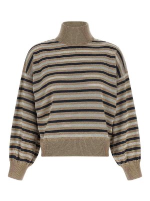 BRUNELLO CUCINELLI: crew necks - Multicolour Sparkling Stripes Jumper