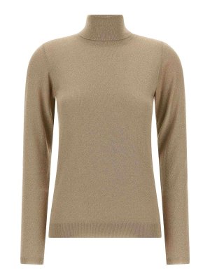 BRUNELLO CUCINELLI: crew necks - Beige Sparkling Turtleneck Jumper