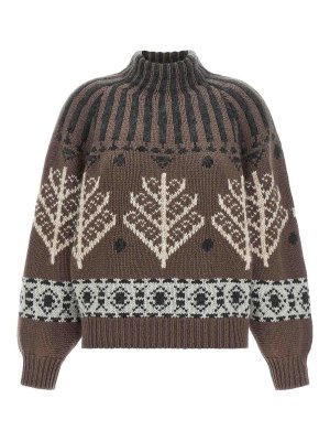 BRUNELLO CUCINELLI: crew necks - Brown Nordic Heritage Cashmere Jumper