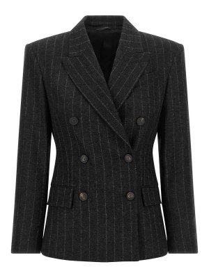 BRUNELLO CUCINELLI: blazers - Grey Pinstripe Blazer