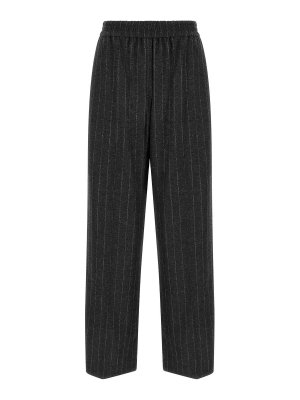 BRUNELLO CUCINELLI: casual trousers - Grey Micro Sequin Pinstripe Trousers
