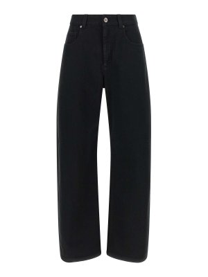 BRUNELLO CUCINELLI: straight leg jeans - Black High-Waist Jeans