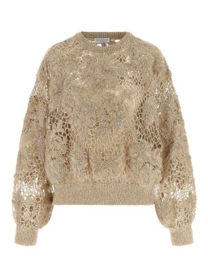 BRUNELLO CUCINELLI: クルーネック - Whispering Bloom Embroidery - ベージュ
