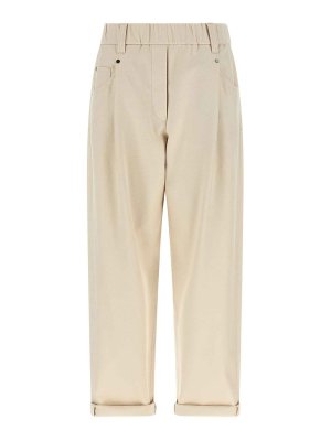 BRUNELLO CUCINELLI: casual trousers - Beige Baggy Pull-On Trousers