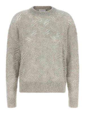 BRUNELLO CUCINELLI: Strickpullover mit Rundhalsausschnitt - Rundhalspullover - Grau